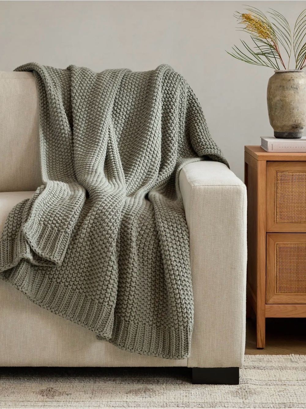 Quince Sage Cotton Fisherman Throw Blanket - Retail $84 - Picture 2 of 4